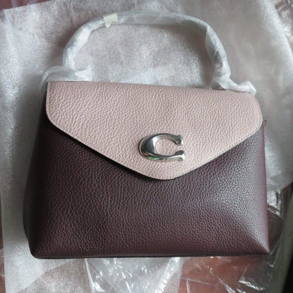 COACH Tammie Shoulder Bag In Colorblock Burgundy Pink Silver Hardware - Picture 7 of 15